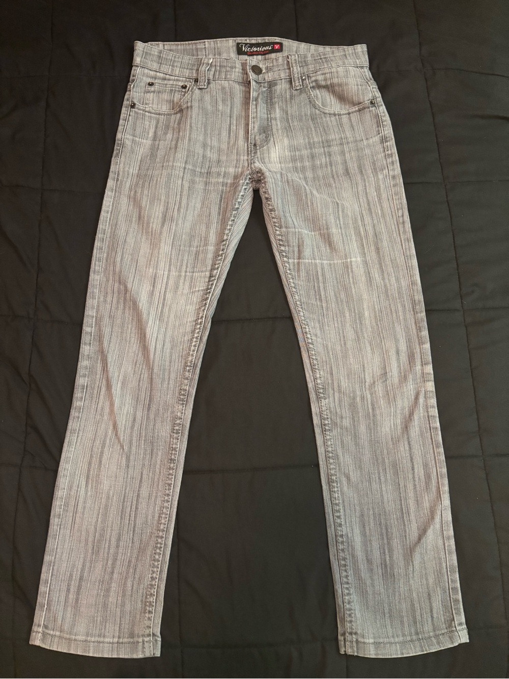 Victorious Men’s Light Gray Slim Stretch Straight Jeans 32x30